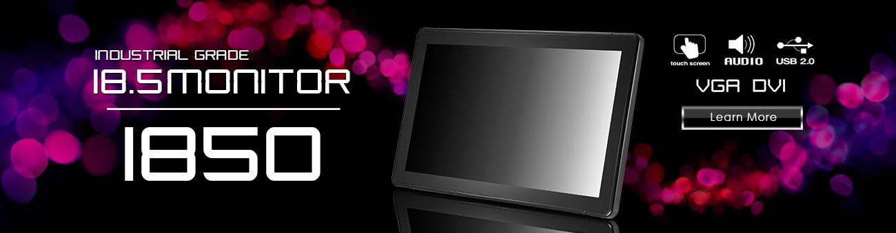 18 inch monitor, 18 inch touchscreen, small monitor, small touchscreen https://www.xenarc.com ruggedized solutions manufacturer for all industries  HDMI, VGA, DVI Video Inputs