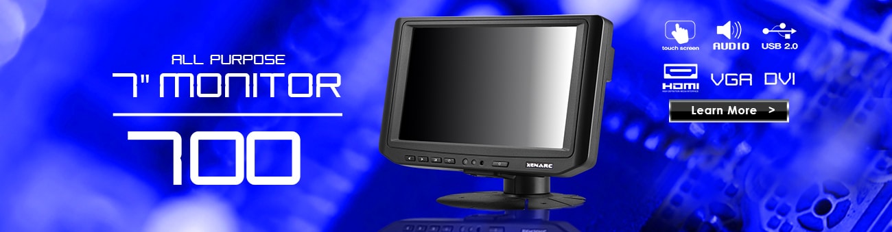 7 inch monitor, 7 inch touchscreen, small monitor, small touchscreen https://www.xenarc.com ruggedized solutions manufacturer for all industries  HDMI, VGA, DVI, SDI Video Inputs