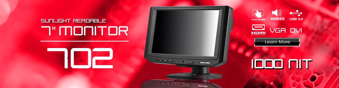 7 inch monitor, 7 inch touchscreen, small monitor, small touchscreen https://www.xenarc.com ruggedized solutions manufacturer for all industries  HDMI, VGA, DVI, SDI Video Inputs