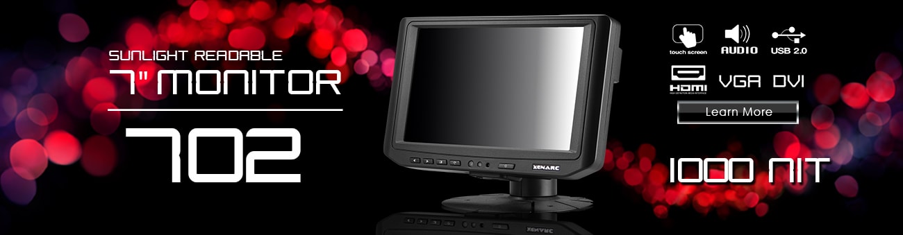 7 inch monitor, 7 inch touchscreen, small monitor, small touchscreen https://www.xenarc.com ruggedized solutions manufacturer for all industries  HDMI, VGA, DVI Video Inputs
