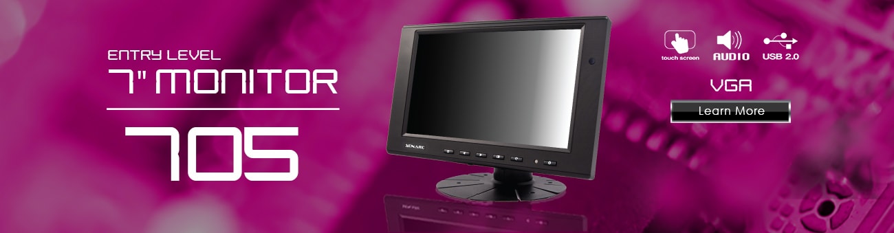 7 inch monitor, 7 inch touchscreen, small monitor, small touchscreen https://www.xenarc.com ruggedized solutions manufacturer for all industries  HDMI, VGA, DVI, SDI Video Inputs