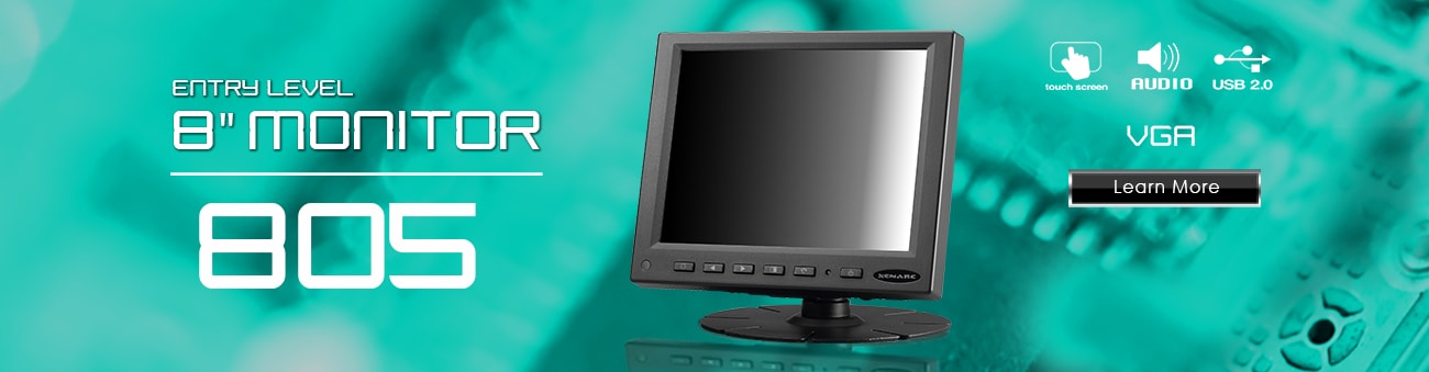 8 inch monitor, 8 inch touchscreen, small monitor, small touchscreen https://www.xenarc.com ruggedized solutions manufacturer for all industries  HDMI, VGA, DVI, SDI Video Inputs