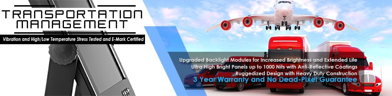 mobile mobility fleet management small monitor and small touchscreen rugged solutions manufactured by Xenarc Technologies, low high vibration tolerance, wide operating temperature range