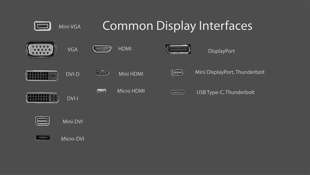 Types of Monitor Ports - HDMI, VGA, DVI, USB Type-C, AV, NDI, SDI