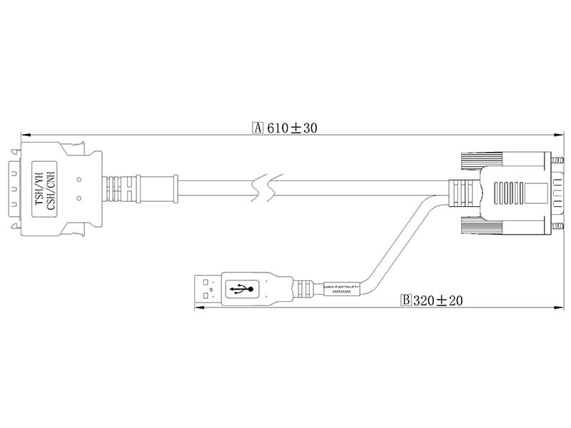 26-PIN TSH/CSH/CNH/GSH Series Monitor VGA and USB Input Cable - 2 FEET